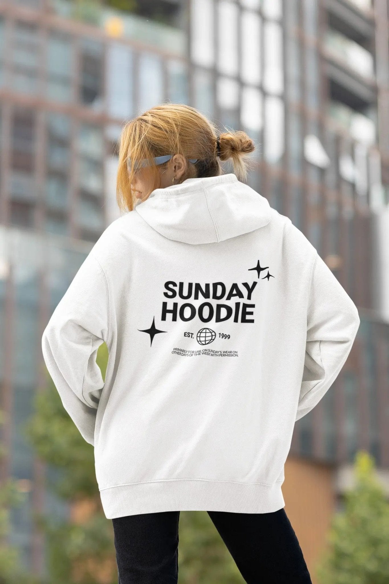 "Sunday Hoodie" from That Cozy Vibe, available in 10 colors, perfect for streetwear fans.