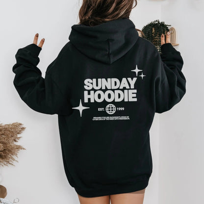 "Sunday Hoodie" from That Cozy Vibe, available in 10 colors, perfect for streetwear fans.