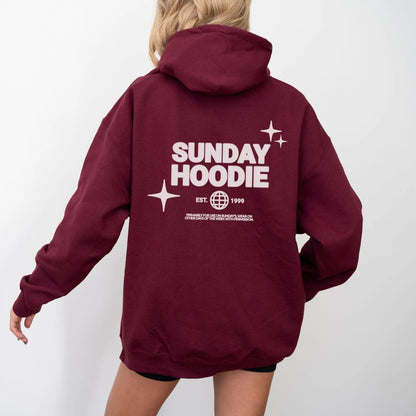 "Sunday Hoodie" from That Cozy Vibe, available in 10 colors, perfect for streetwear fans.