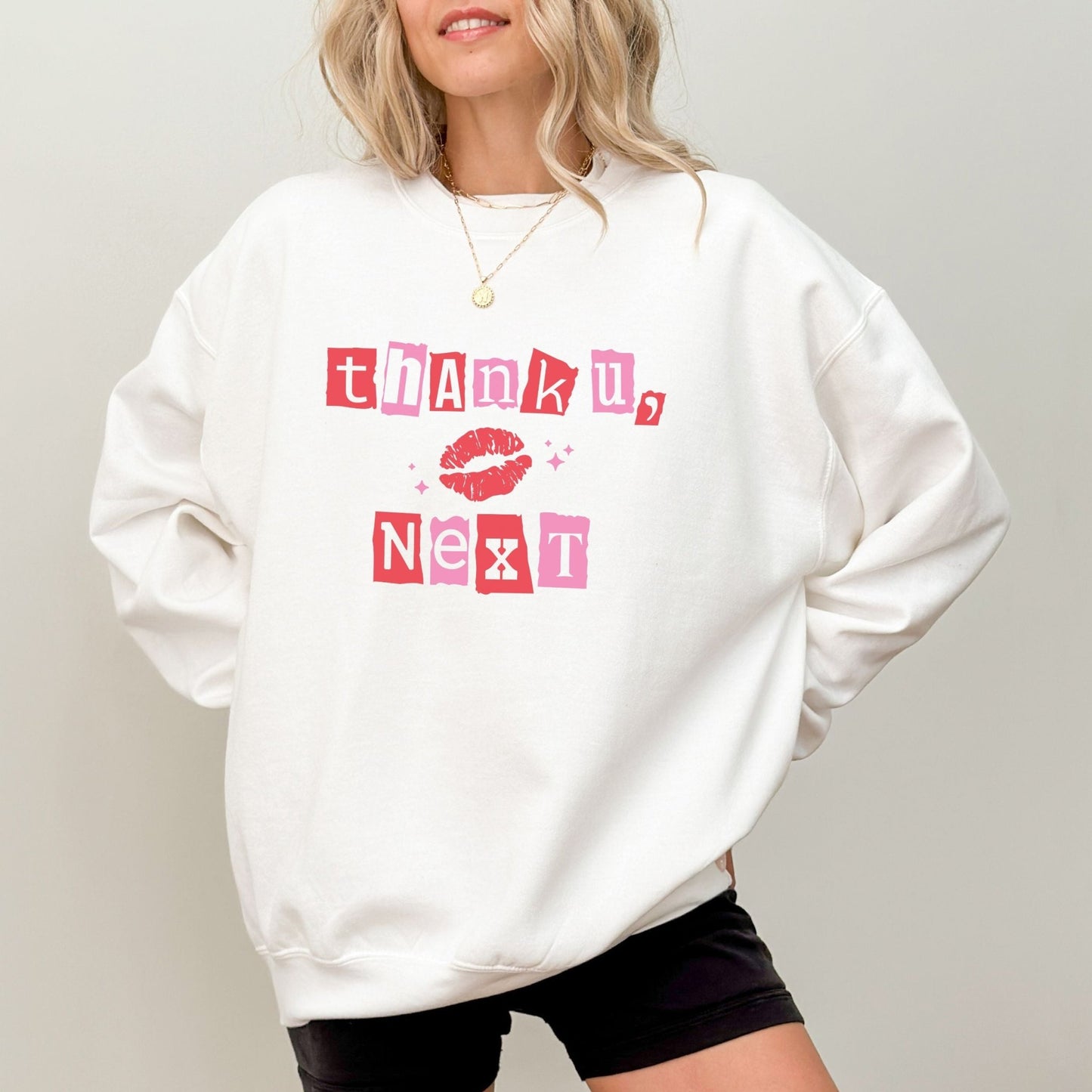 Thank u next sweatshirt with bold typography and self-love design, cozy and stylish in 5 colors.