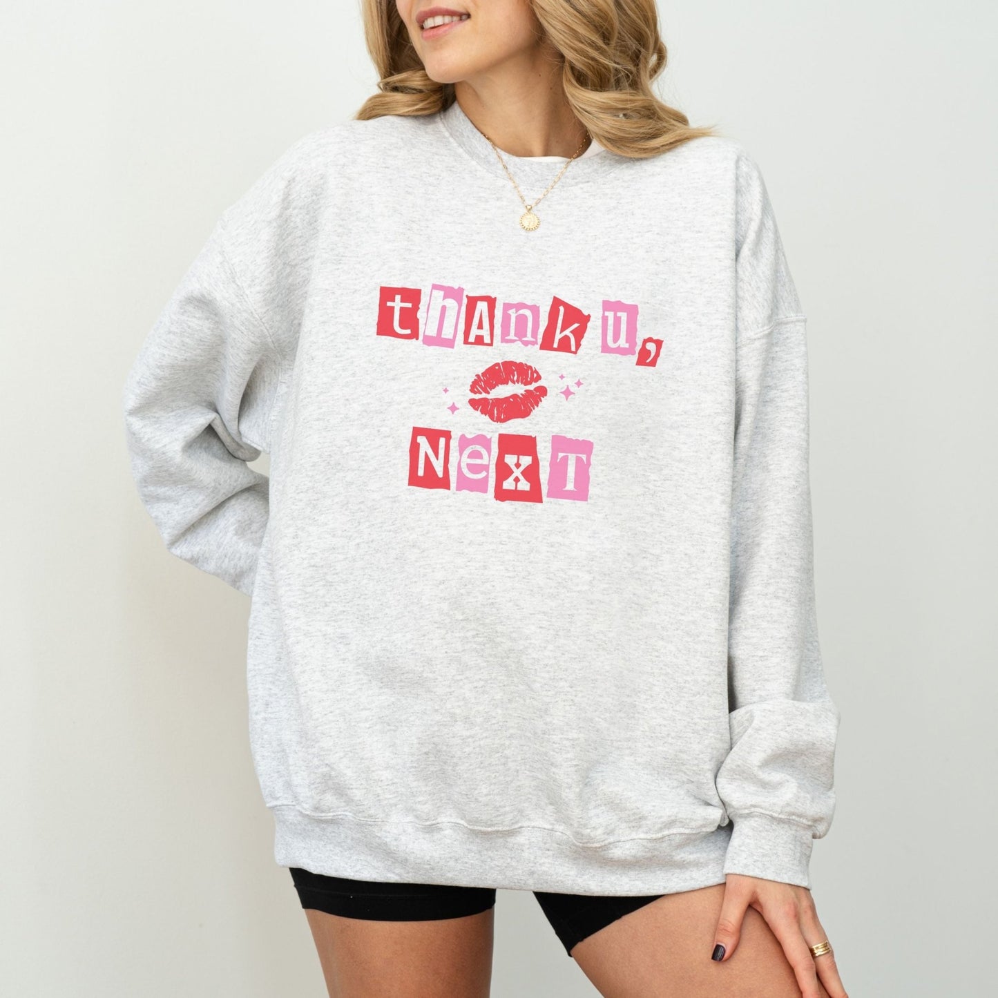 Thank u next sweatshirt with bold typography and self-love design, cozy and stylish in 5 colors.