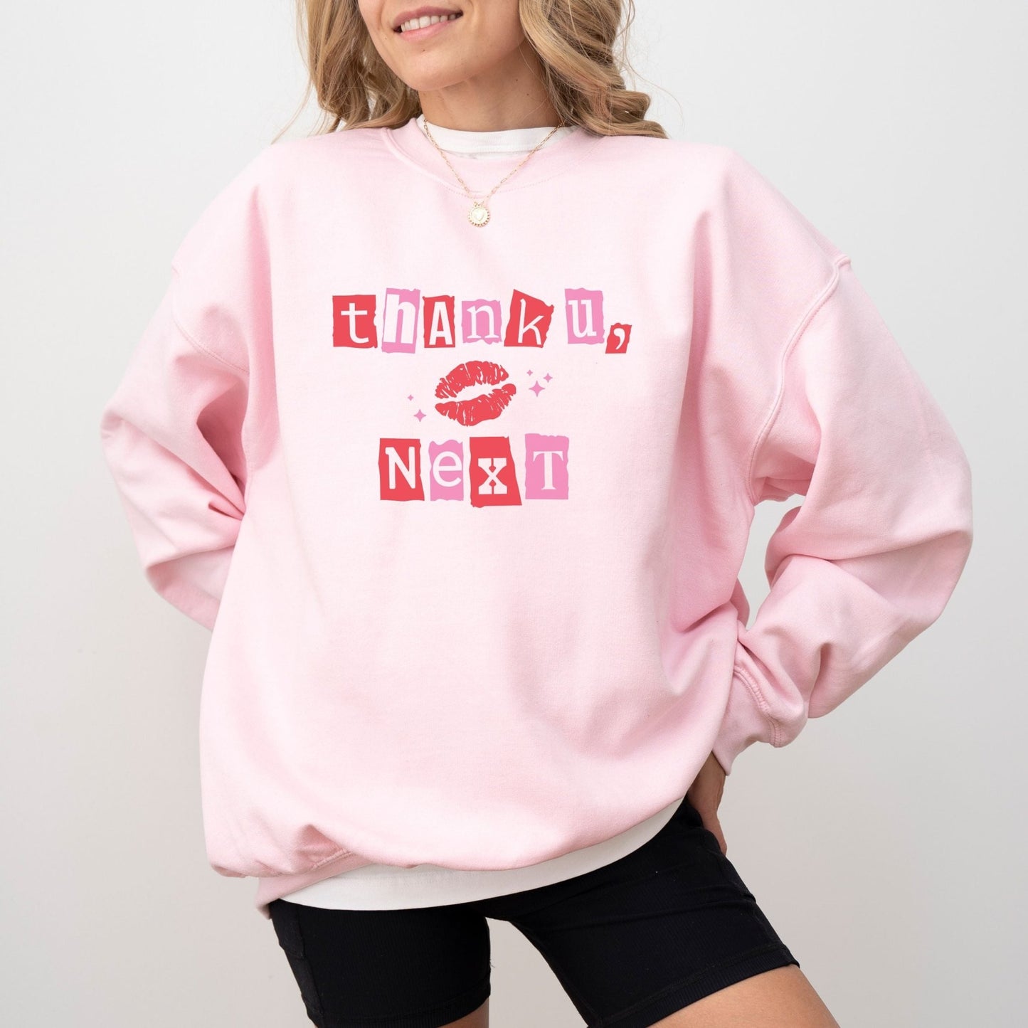 Thank u next sweatshirt with bold typography and self-love design, cozy and stylish in 5 colors.