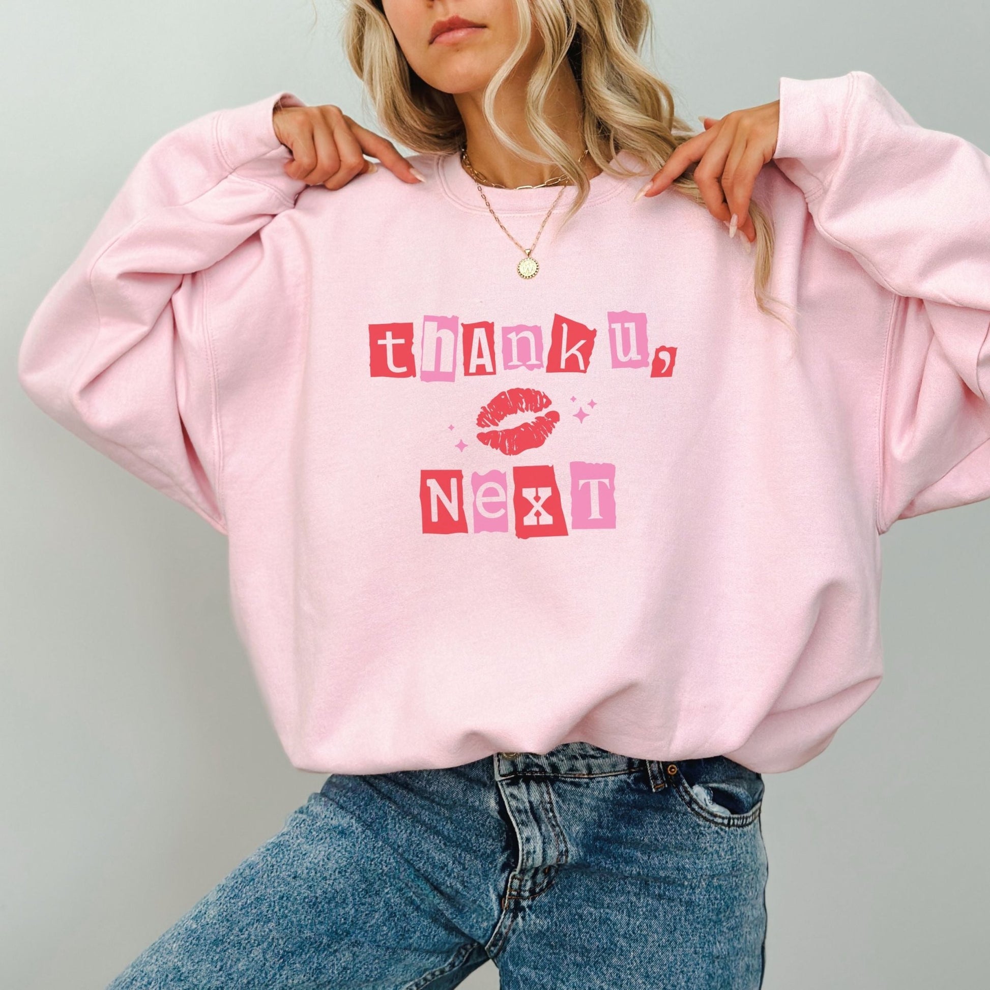 Thank u next sweatshirt with bold typography and self-love design, cozy and stylish in 5 colors.