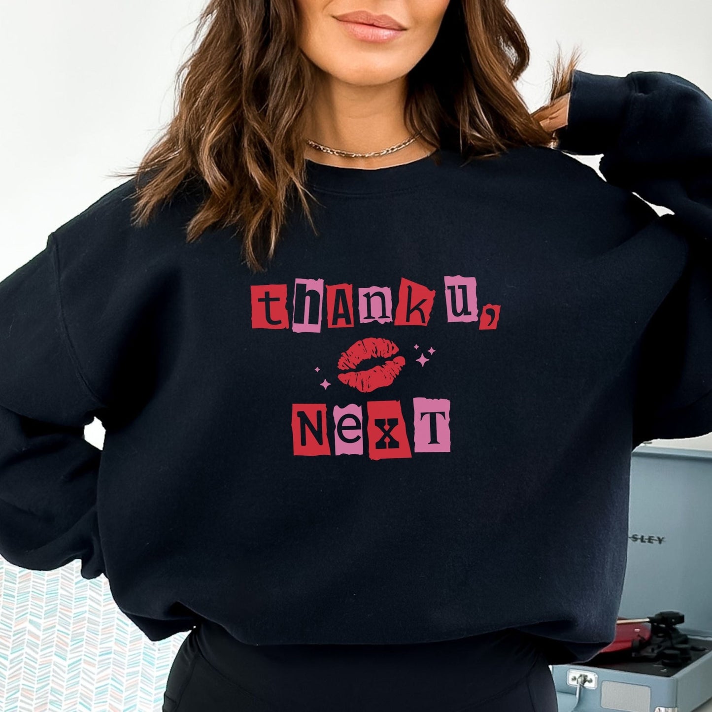 Thank u next sweatshirt with bold typography and self-love design, cozy and stylish in 5 colors.