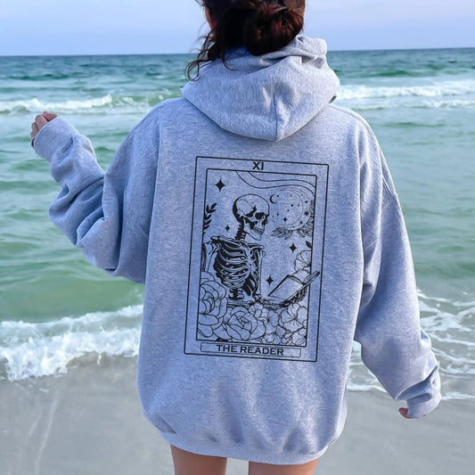 The Reader Tarot hoodie, 50% cotton, 50% polyester, tarot reader gift, book lover gift, 9 colors.