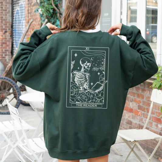 The Reader Tarot sweatshirt, 50% cotton, 50% polyester, tarot reader gift, book lover gift, 9 colors.