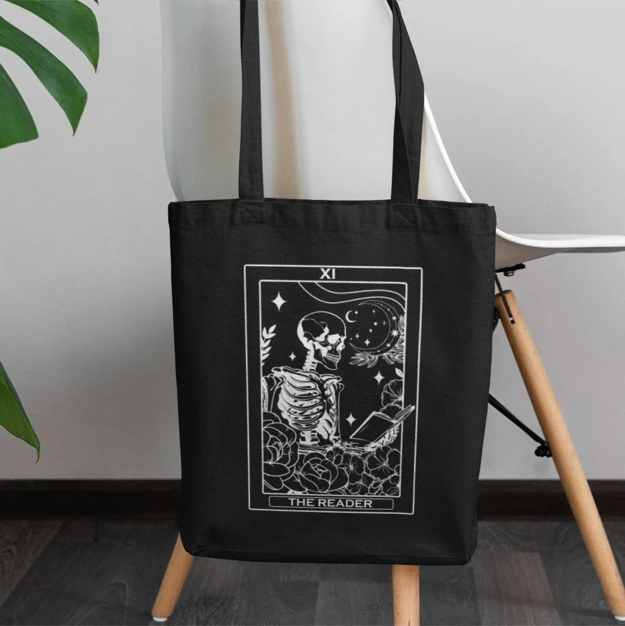 The Reader Tarot tote bag, cotton canvas, tarot reader gift, book lover gift, 2 colors.