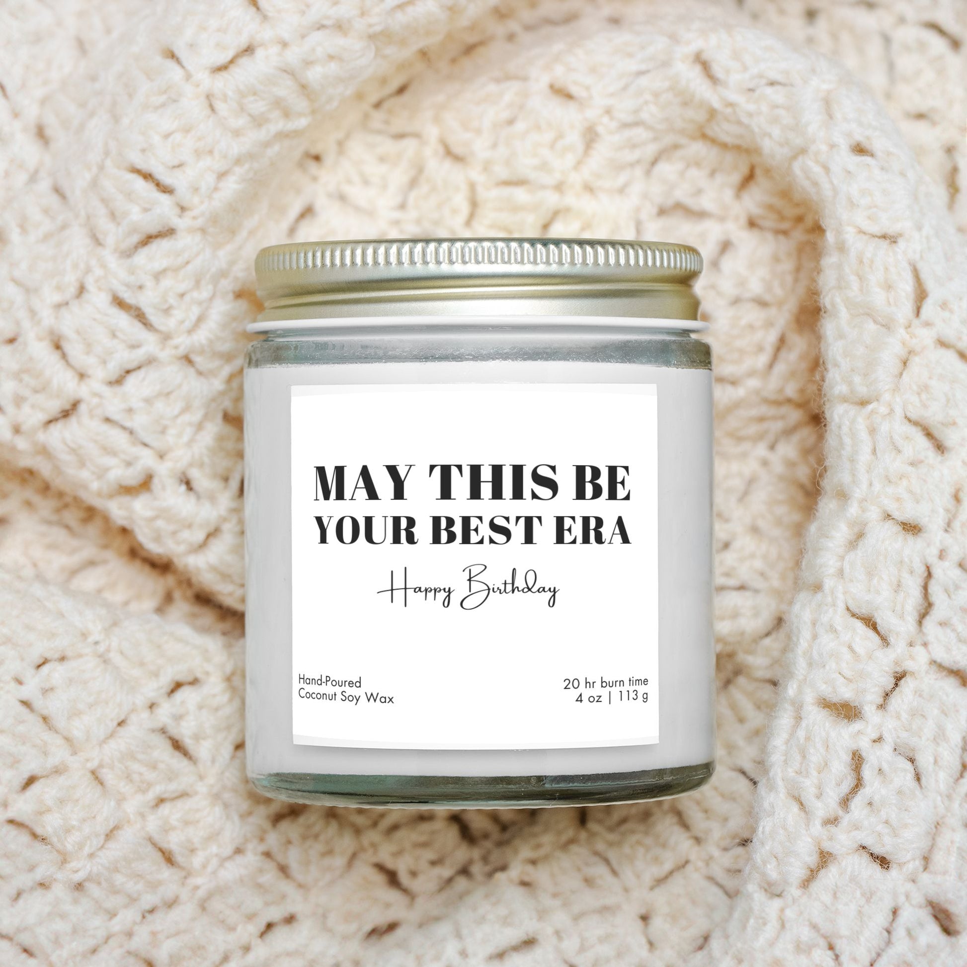 Best Era coconut soy candle, perfect birthday gift in amber jar.