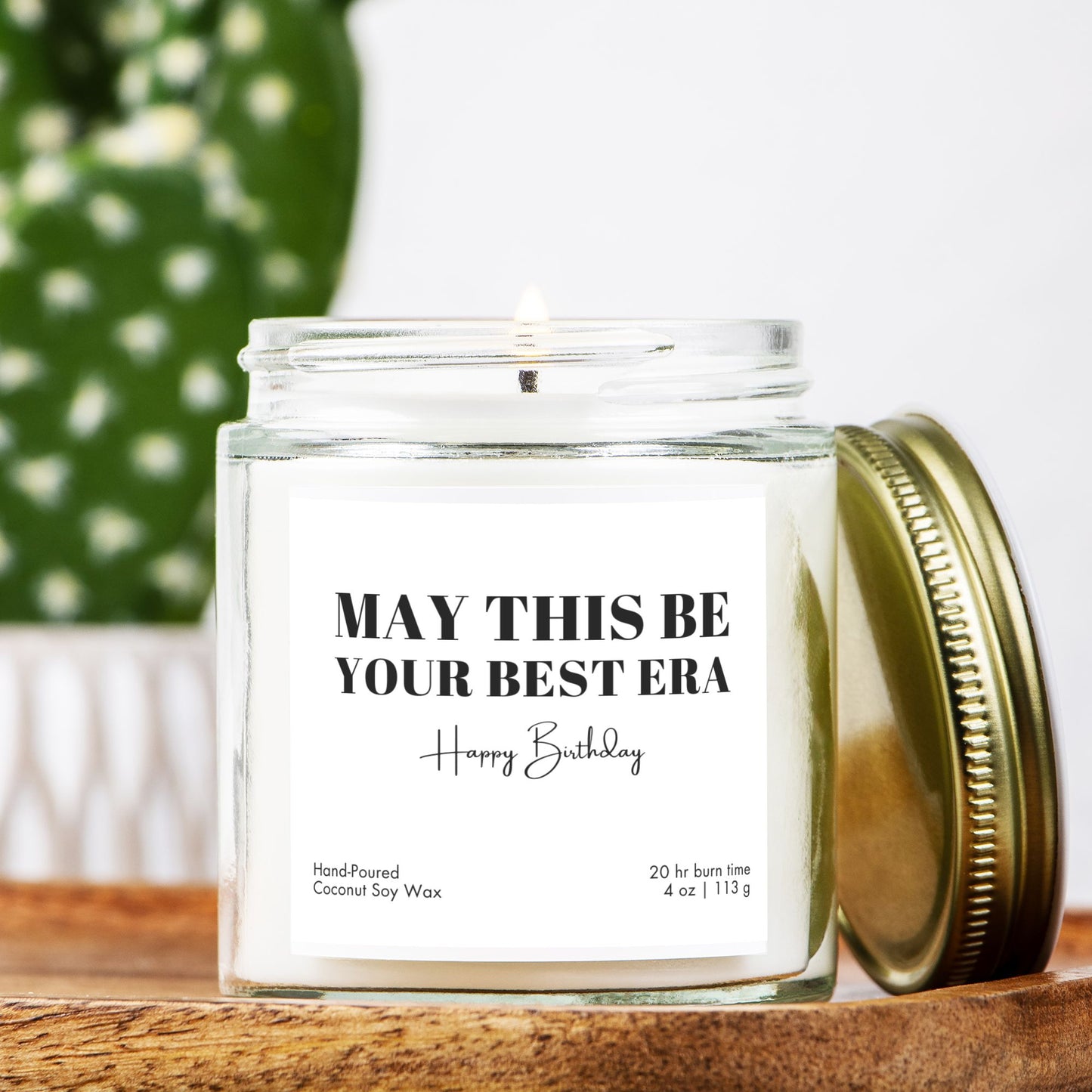 Best Era coconut soy candle, perfect birthday gift in amber jar.