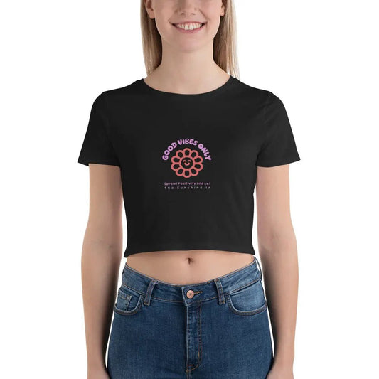 Good Vibes Only sweatshirt with flower design, perfect for positivity and retro vibes.